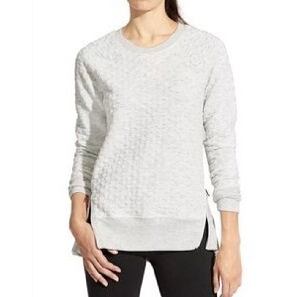 ATHLETA R&R Quilted Pullover XSmall Gray Cozy CYA Sweatshirt Top